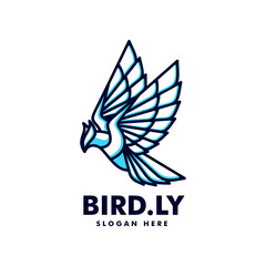 Vector Logo Illustration Bird Simple Mascot Style.