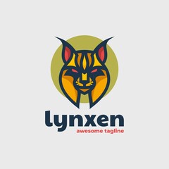 Vector Logo Illustration Lynx Simple Mascot Style.