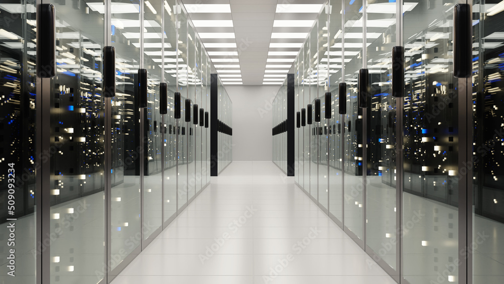 Poster cloud data center, 3d rendering