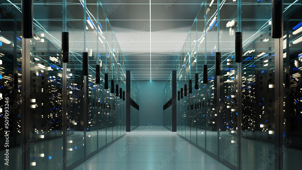 Poster cloud data center, 3d rendering