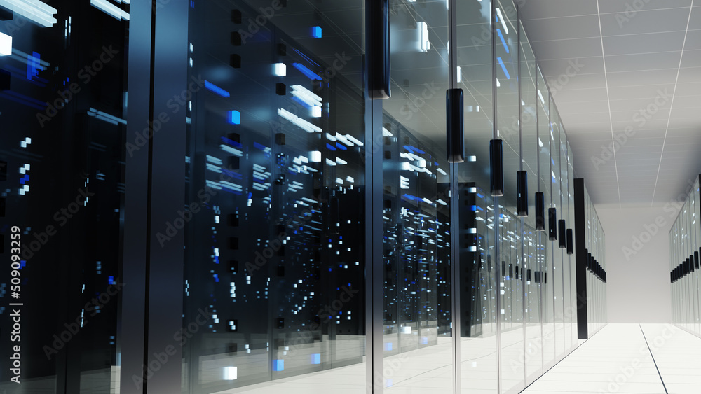 Poster cloud data center, 3d rendering