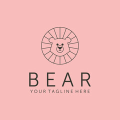 head bear icon line art logo vector symbol illustration design