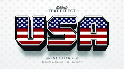 Editable text effect america flag style. Independence day USA 4 July