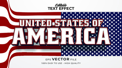 Editable text effect america flag style. Independence day USA 4 July