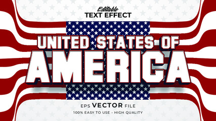 Editable text effect america flag style. Independence day USA 4 July