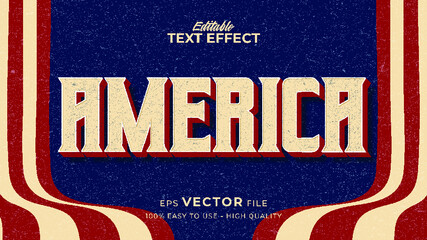 Editable text effect america flag style. Independence day USA 4 July