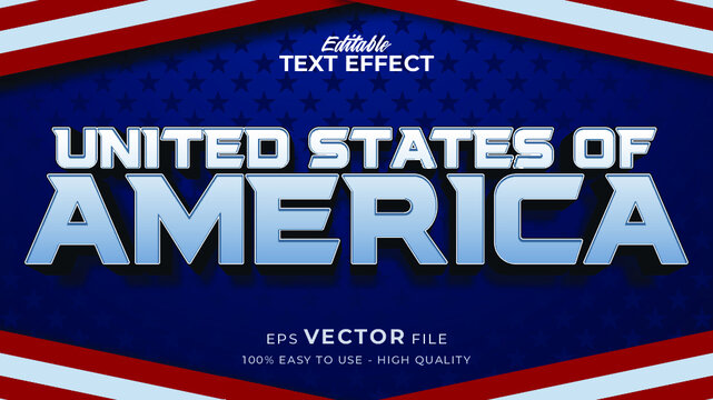 Editable text effect america flag style. Independence day USA 4 July
