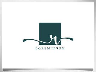 logo design icon for business signature, initial letter R isolated square in white background