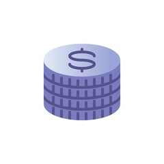 Dollar coins stack flat icon