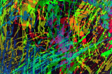 Overlap layers freestyle splatter or splash by brush paint on dark background ,abstract effect illustration            