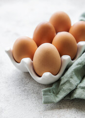 Fresh chicken eggs in  egg tray