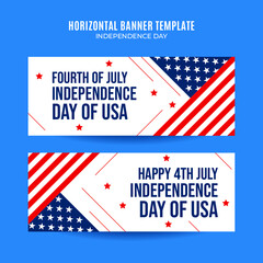 Fototapeta na wymiar Happy 4th of July - Independence Day USA Web Banner for Social Media Horizontal Poster, banner, space area and background