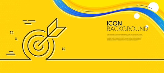 Target purpose line icon. Abstract yellow background. Stratery goal sign. Core value symbol. Minimal target purpose line icon. Wave banner concept. Vector - obrazy, fototapety, plakaty