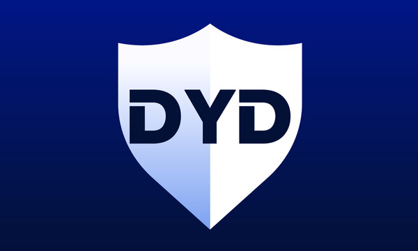 DYD shield logo design on blue background vector template | monogram logo | abstract logo | wordmark logo | letter mark logo | business logo | brand logo | flat logo, minimalist logo.