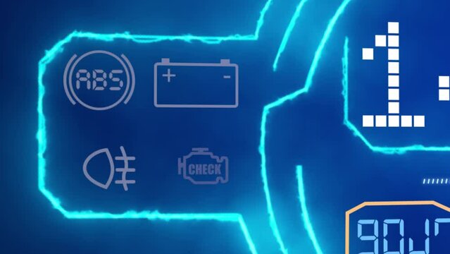 Animation of the check engine light blinking showing that the car has a problem.