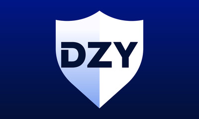 DZY shield logo design on blue background vector template | monogram logo | abstract logo | wordmark logo | letter mark logo | business logo | brand logo | flat logo, minimalist logo.