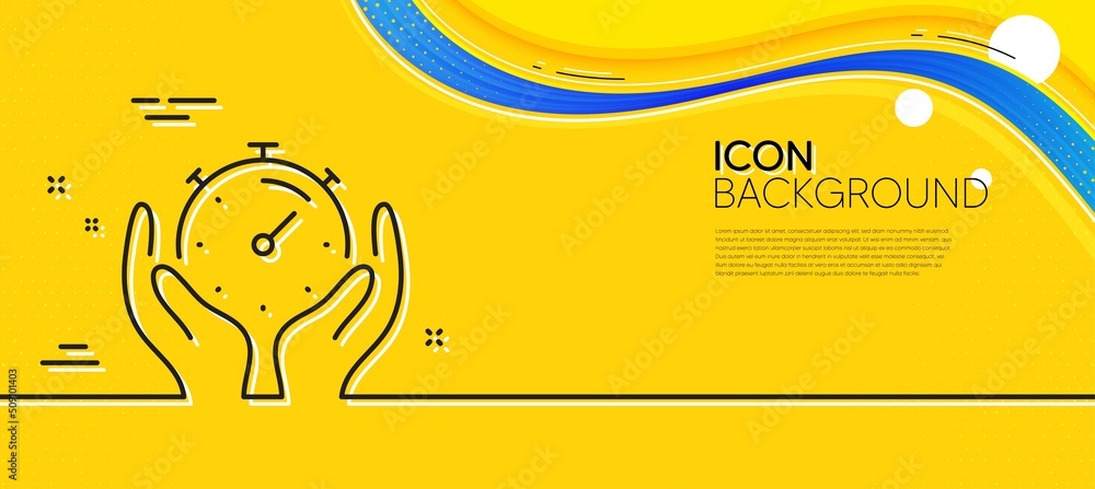 Poster timer line icon. abstract yellow background. time management sign. stopwatch symbol. minimal timer l