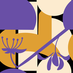 Abstract seamless pattern withe various lines andfiguras. Rainbow shapes, curves, arcs. Hand drawn vector scribble illustrations.Design in Scandinavian style.