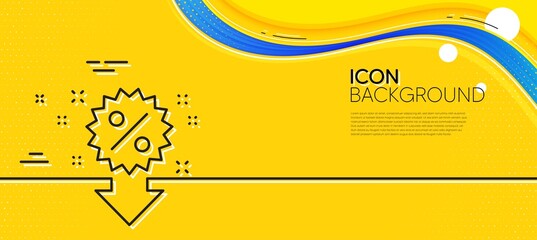 Naklejka na ściany i meble Discount line icon. Abstract yellow background. Sale shopping sign. Clearance symbol. Minimal discount line icon. Wave banner concept. Vector