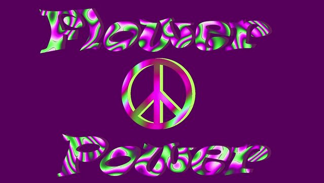 Flower power and peace sign sixties hippy style psychedelic animation 
