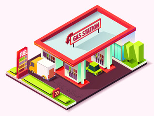Gas stations refills isometric composition