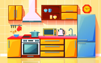 Modern kitchen interior background template