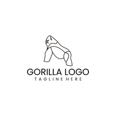 Gorilla line art logo vector icon design template