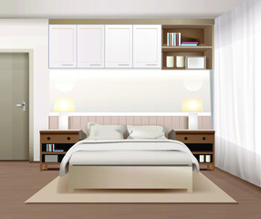 Modern bedroom interior background template