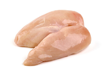 Raw chicken fillets close up isolated on white background