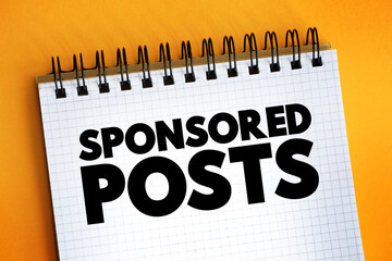 Sponsored Posts - post to any community-driven notification-oriented website, text concept on...