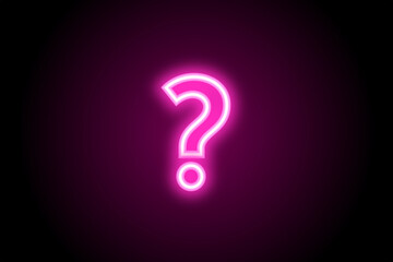 Neon pink question mark symbol sign icon