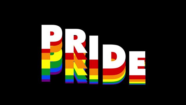 LGBTQ pride celebration, animated PRIDE text loop background.