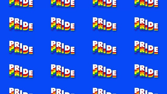 LGBTQ pride celebration, animated PRIDE text loop background.
