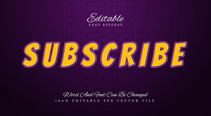 SUBSCRIBE editable text effect with yellow and purple colour easy for use 