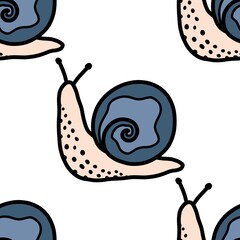 Kids seamless snails pattern for wallpaper and fabrics and textiles and packaging and gifts and wrapping paper