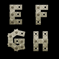 Metal fixing plate capital letter alphabet - letters E-H