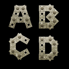 Metal fixing plate capital letter alphabet - letters A-D