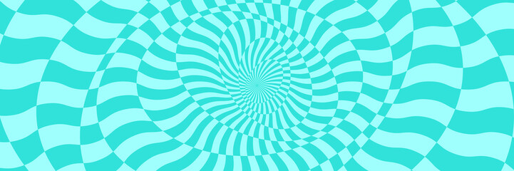 Vector abstract background. Simple illustration with optical illusion, op art. Long horizontal banner.
