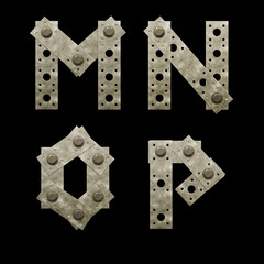 Metal fixing plate capital letter alphabet - letters M-P