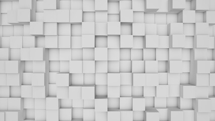 Abstract white modern architecture background with white cubes on the wall