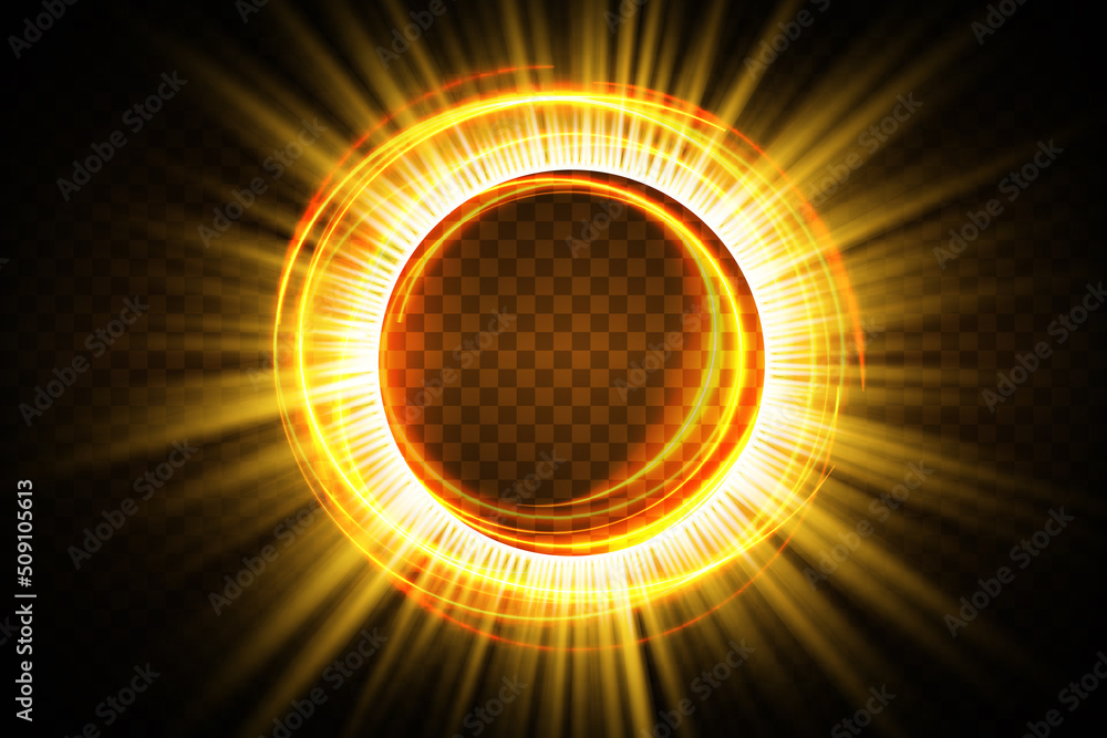 Poster golden glowing shiny spiral lines effect vector background. eps10. abstract light speed motion effec