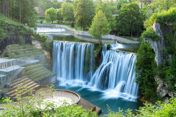Waterfall in city of Jajce, Bosnia and Hercegovina.