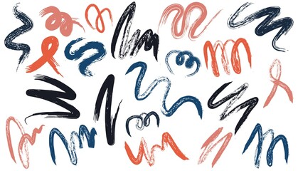 Set of hand drawn Abstract Line. Brush stroke. Vector illustration