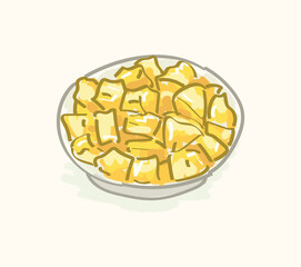Cute simple yellow cut out pineapples in cartoonish flat illustration art design 