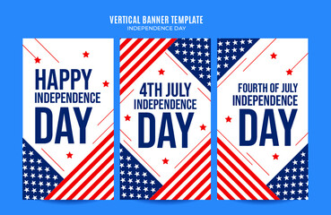 Happy 4th of July - Independence Day USA Web Banner for Social Media Vertical Poster, banner, space area and background