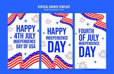 Happy 4th of July - Independence Day USA Web Banner for Social Media Vertical Poster, banner, space area and background