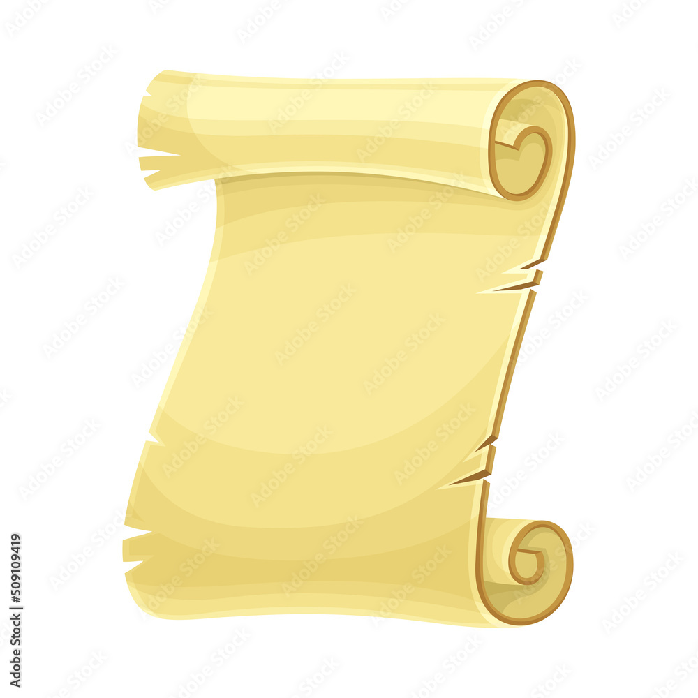 Poster old scroll or roll of papyrus, parchment or paper containing writing vector illustration