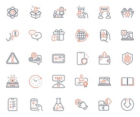 Technology icons set. Included icon as Graph laptop, Puzzle and Cogwheel web elements. Safe box, Swipe up, Touchscreen gesture icons. Fingerprint, Time change, Spanner web signs. Vector