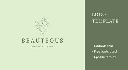 Elegant botanical flower rhombus frame spring garden plant monochrome logo vector