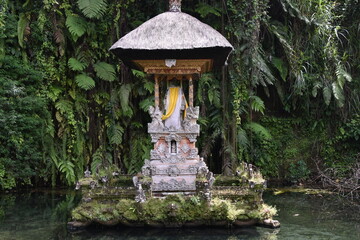 Shrine in Reflecting Pool Full Shot, Pura Gunung Kawi, Bali